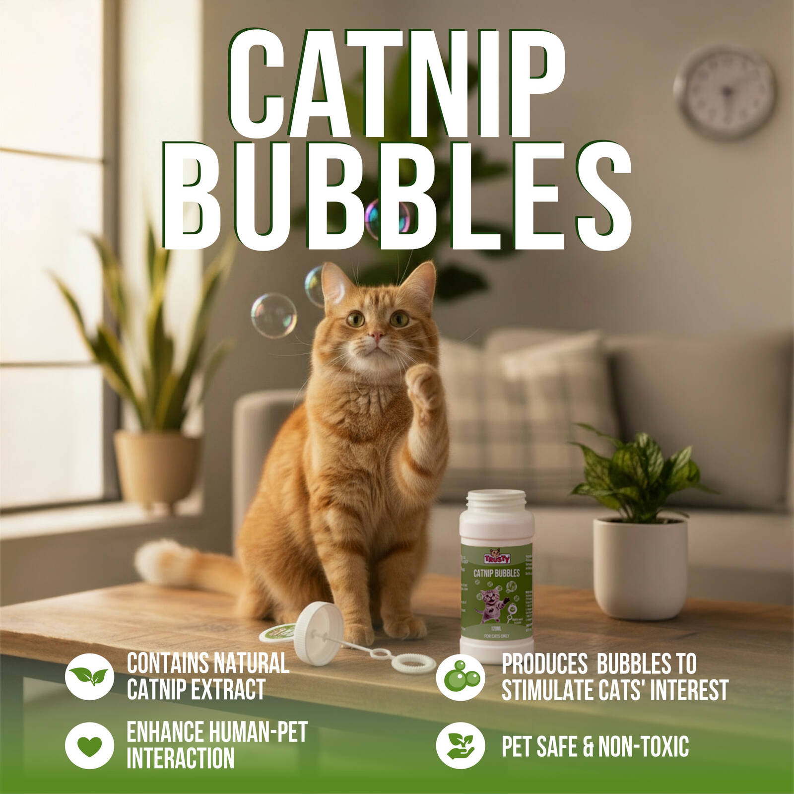 Trusty 120ml Catnip Bubbles Interactive Cat Toy