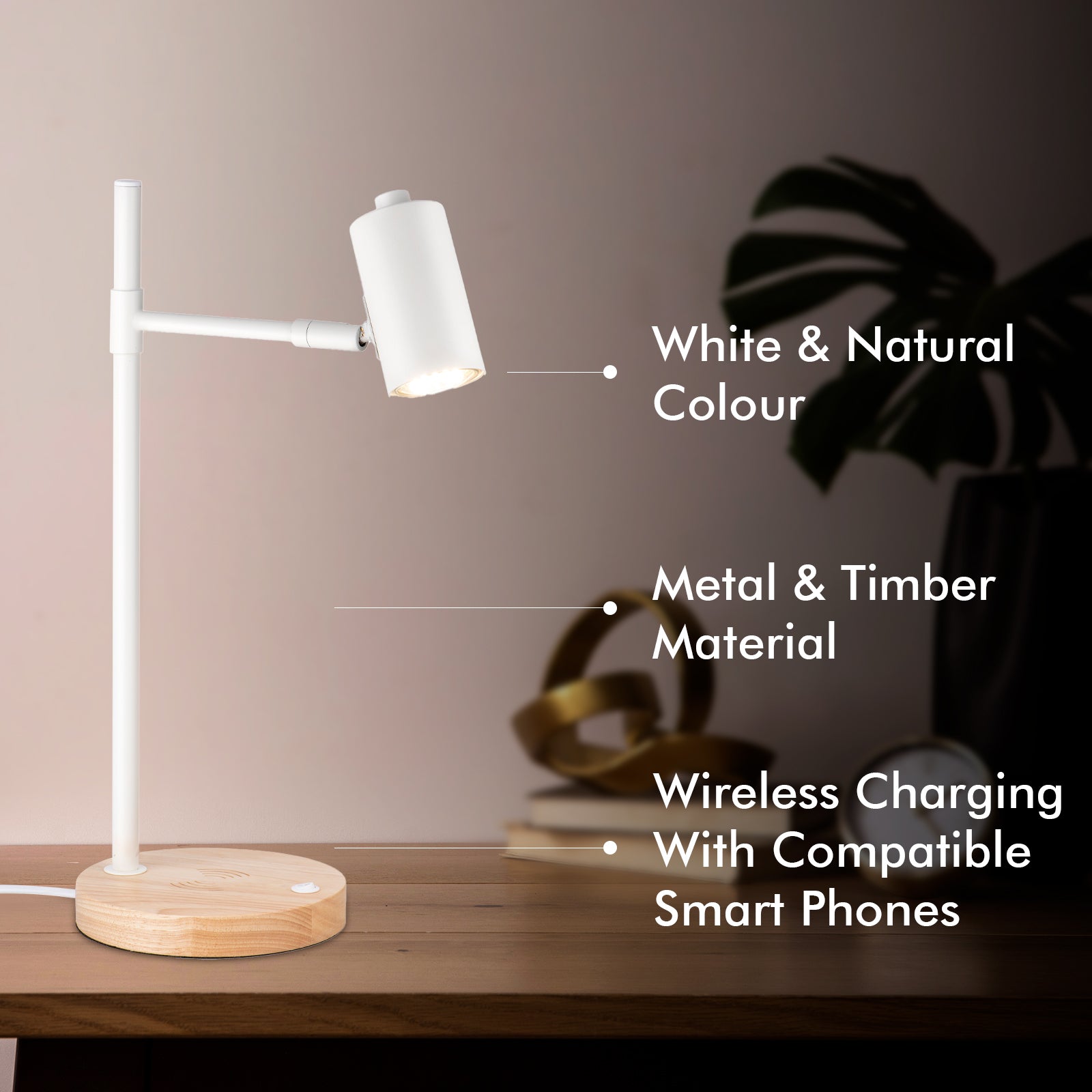 Verve Design Amari Wireless Charging Desk Lamp 6W GU10 ATL413