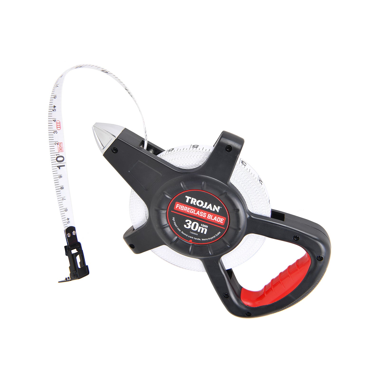 Trojan 30m Open Reel Tape Measure, Double-Sided Metric & Imperial Scale