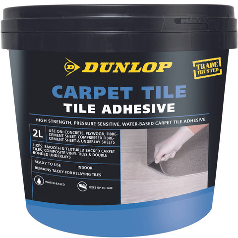 Dunlop 2L Pressure Sensitive Carpet Tile Adhesive - Ready Mixed, Indoor
