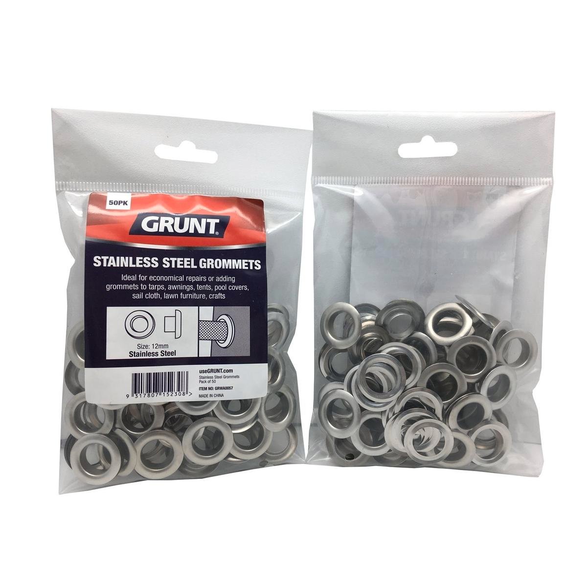 Grunt 12mm Stainless Steel Webbing Grommets 50 Pack Durable Repair - SuperSaverAU - view 1