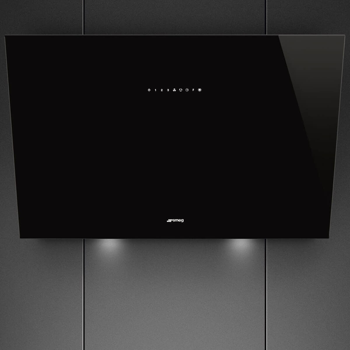 Smeg 90cm Angled Wall Mount Rangehood - Black, 729m³/h, Autovent 2.0, Touch Controls - KV394N