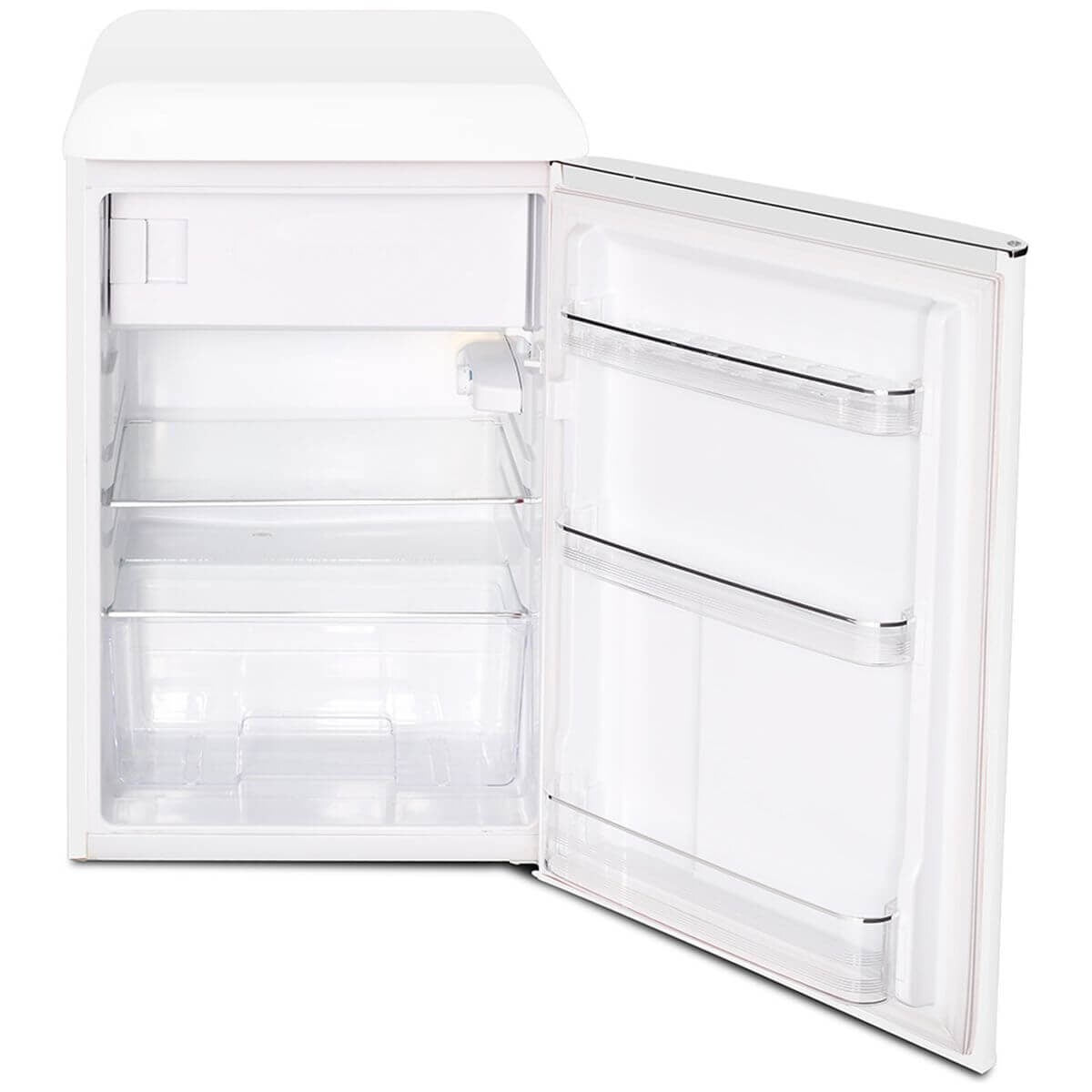 Husky 118L retro style bar fridge - white, 12L freezer compartment, adjustable shelves - HUSRET135WHHU