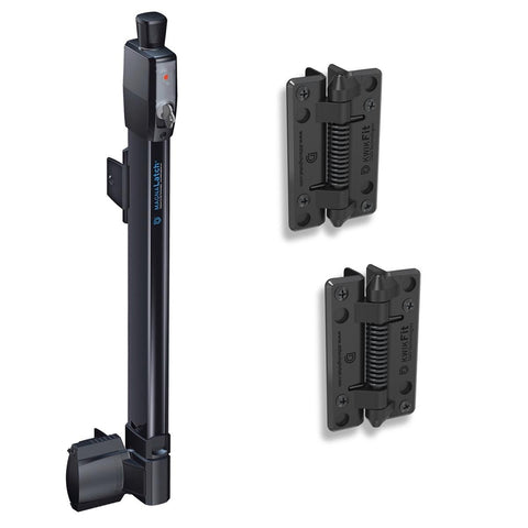 MagnaLatch Magnetic Gate Latch Lock and KwikFit Self Closing Hinges Super Strong Polymer Black