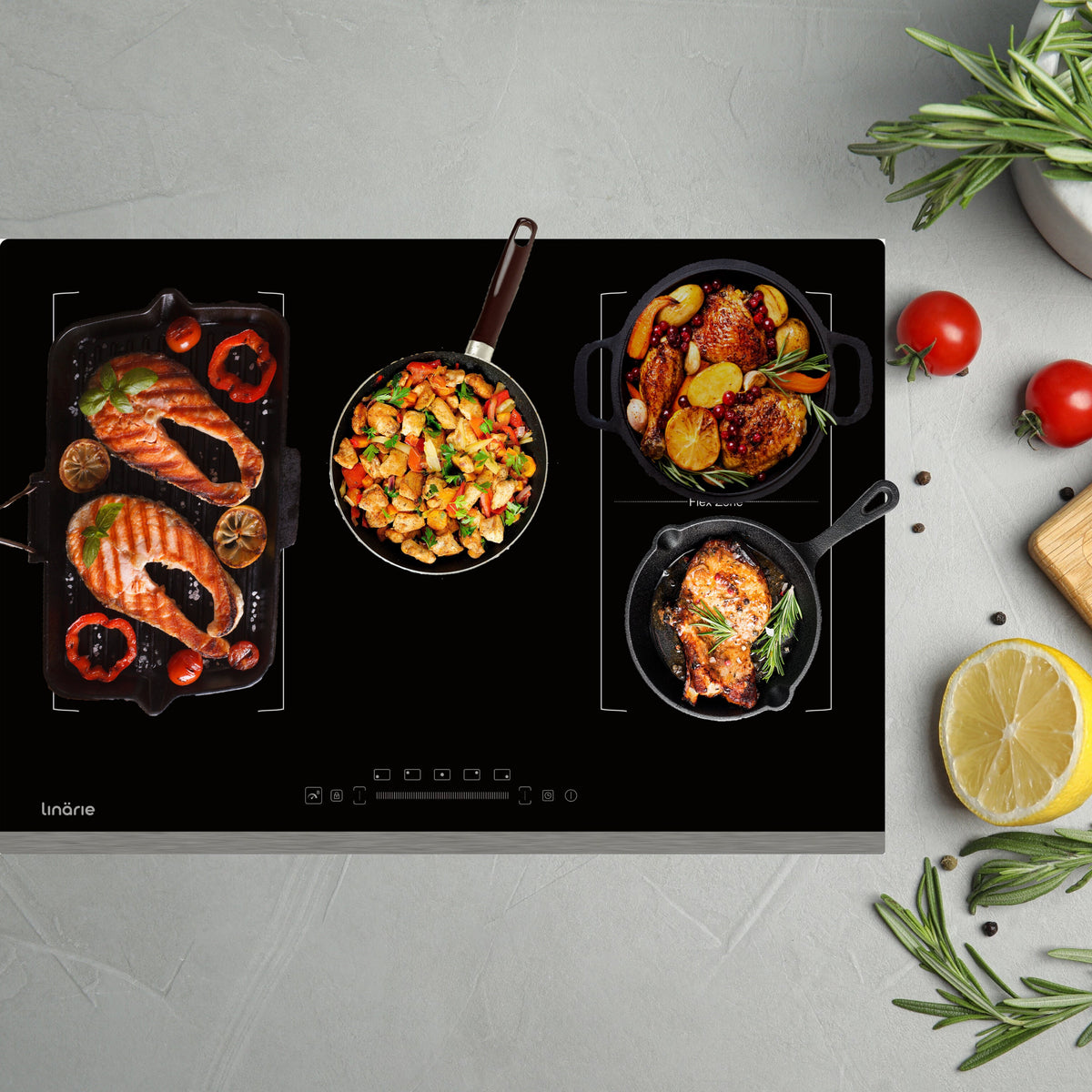Linarie 77cm induction cooktop - double Flex Zone - nine power levels - booster function - LS80I2F1Z