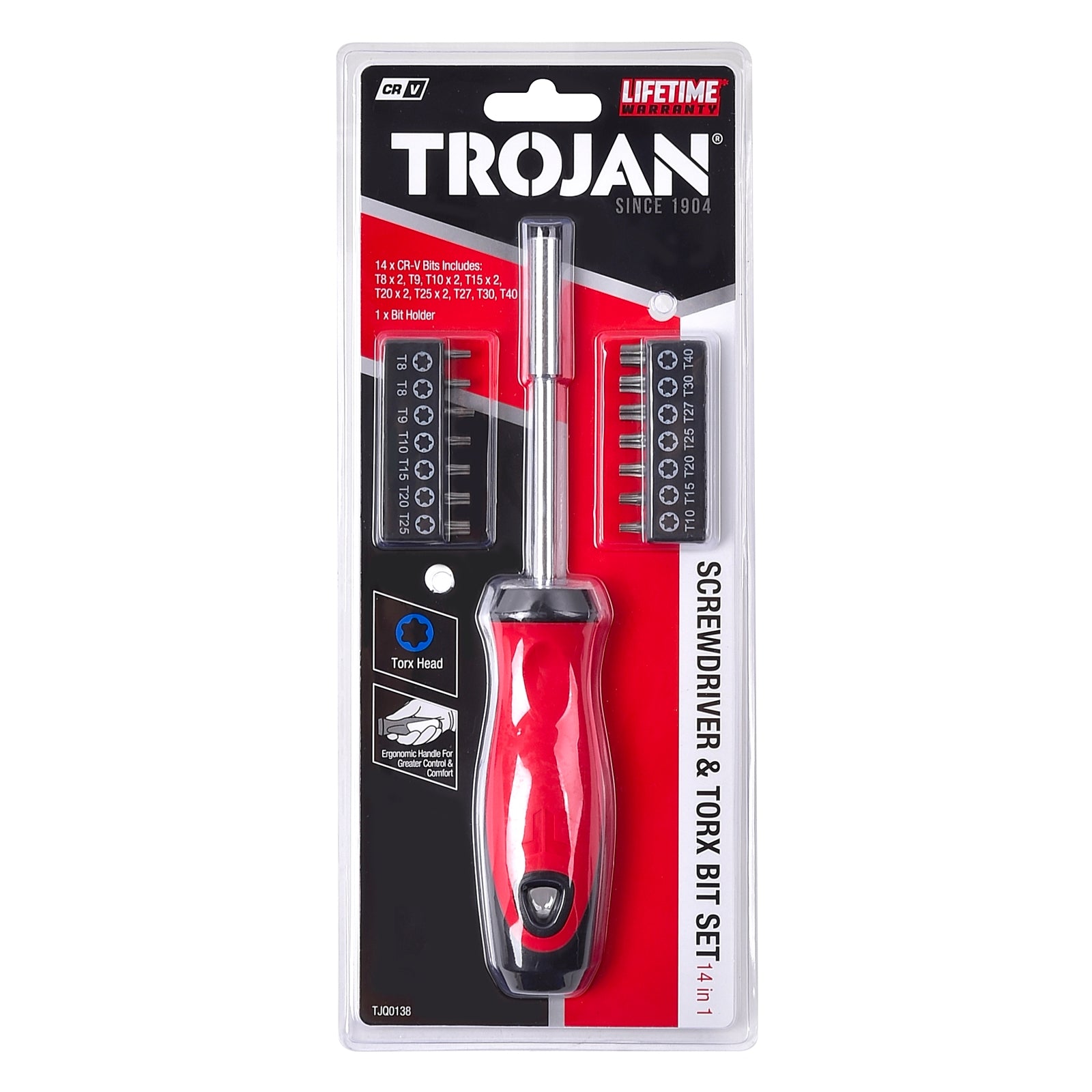 Trojan 15 Piece Torx Screwdriver & Bit Set, CRV