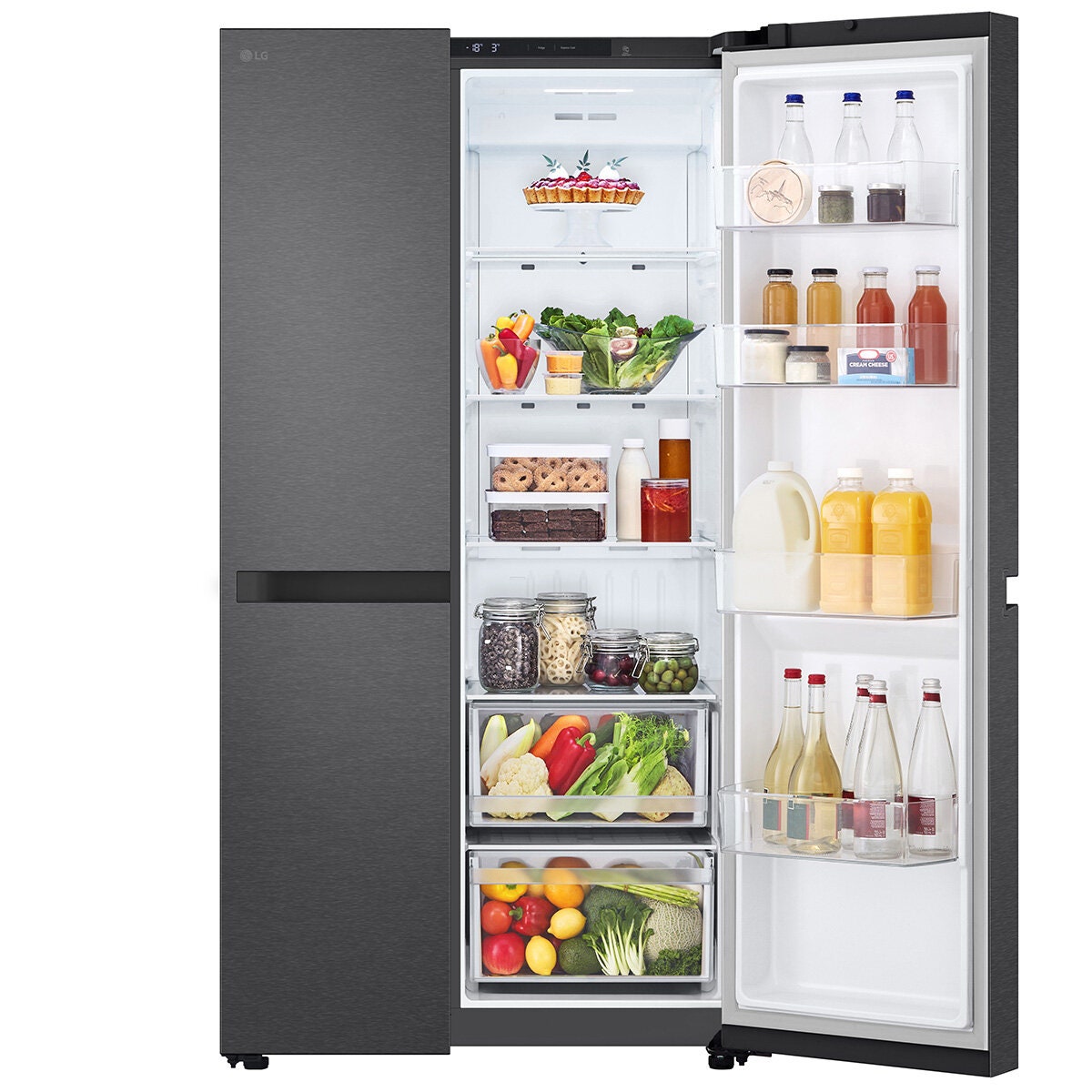 LG 664L Side by Side Fridge - Matte Black, Flat Door Design, 5 Star Energy, Smart Inverter - GS-B599MBL