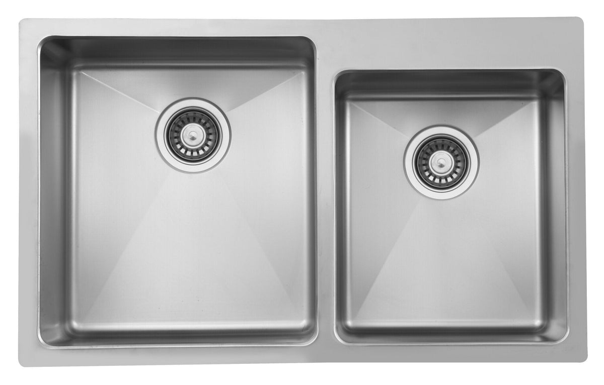 Artusi Oxford 1 and 3/4 Bowl Sink - AISI 304 Polished Stainless Steel - Made in Italy - OXFORD-L