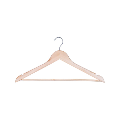 Practa Timber Clothes Hangers with Bar 5 Pack Natural Wood