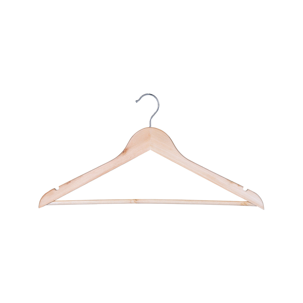 Practa Timber Clothes Hangers with Bar 5 Pack Natural Wood