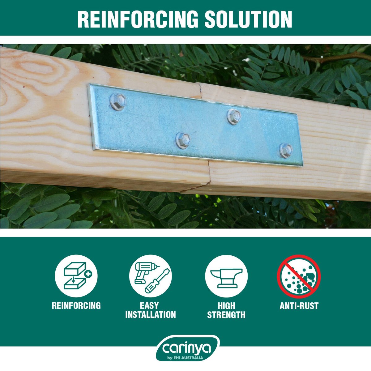 Carinya 340 x 40 x 3.5mm Zinc Plated Steel Mending Plate