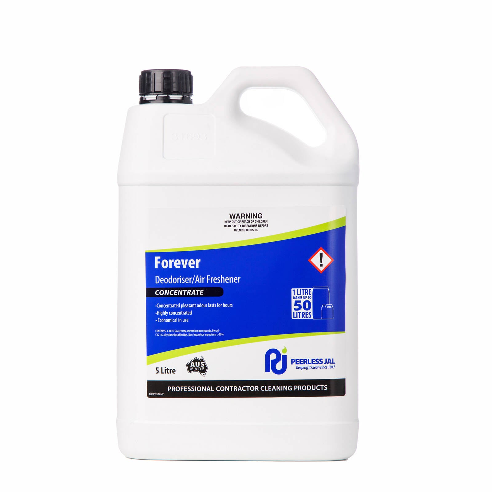 Peerless JAL 5L Forever Deodoriser Air Freshener Concentrate Anti Bacterial Liquid