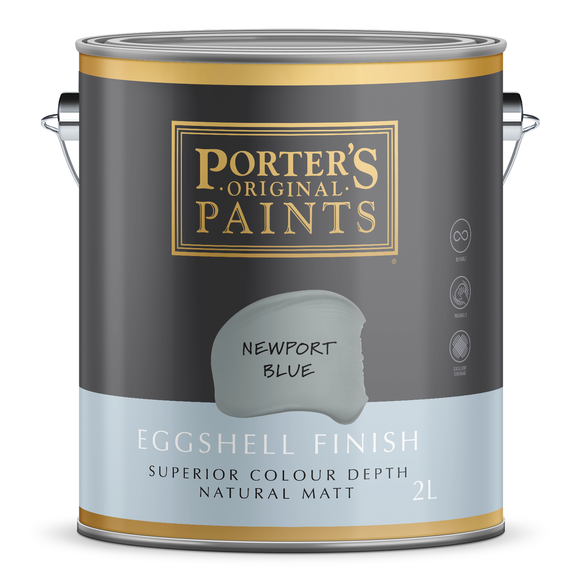 Porter's 2L Newport Blue Eggshell Washable Interior & Exterior Paint