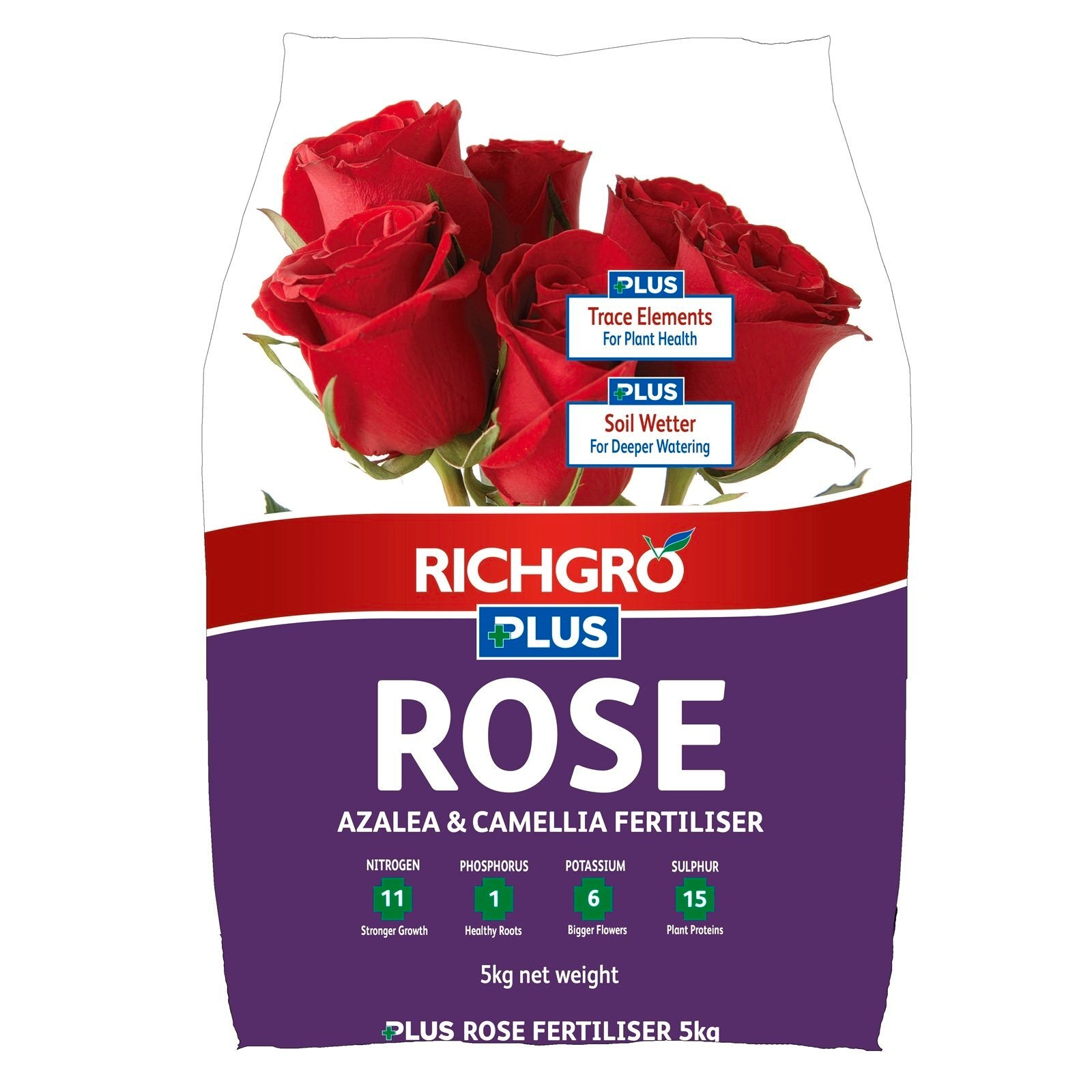 Richgro Plus 5kg Rose, Azalea & Camellia Fertiliser with Wetting Agent & Trace Elements
