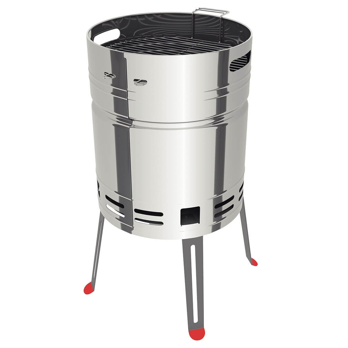 Tramontina Churrasco Freestanding Charcoal BBQ - Stainless Steel Body - Beer Barrel Shape - 26500006