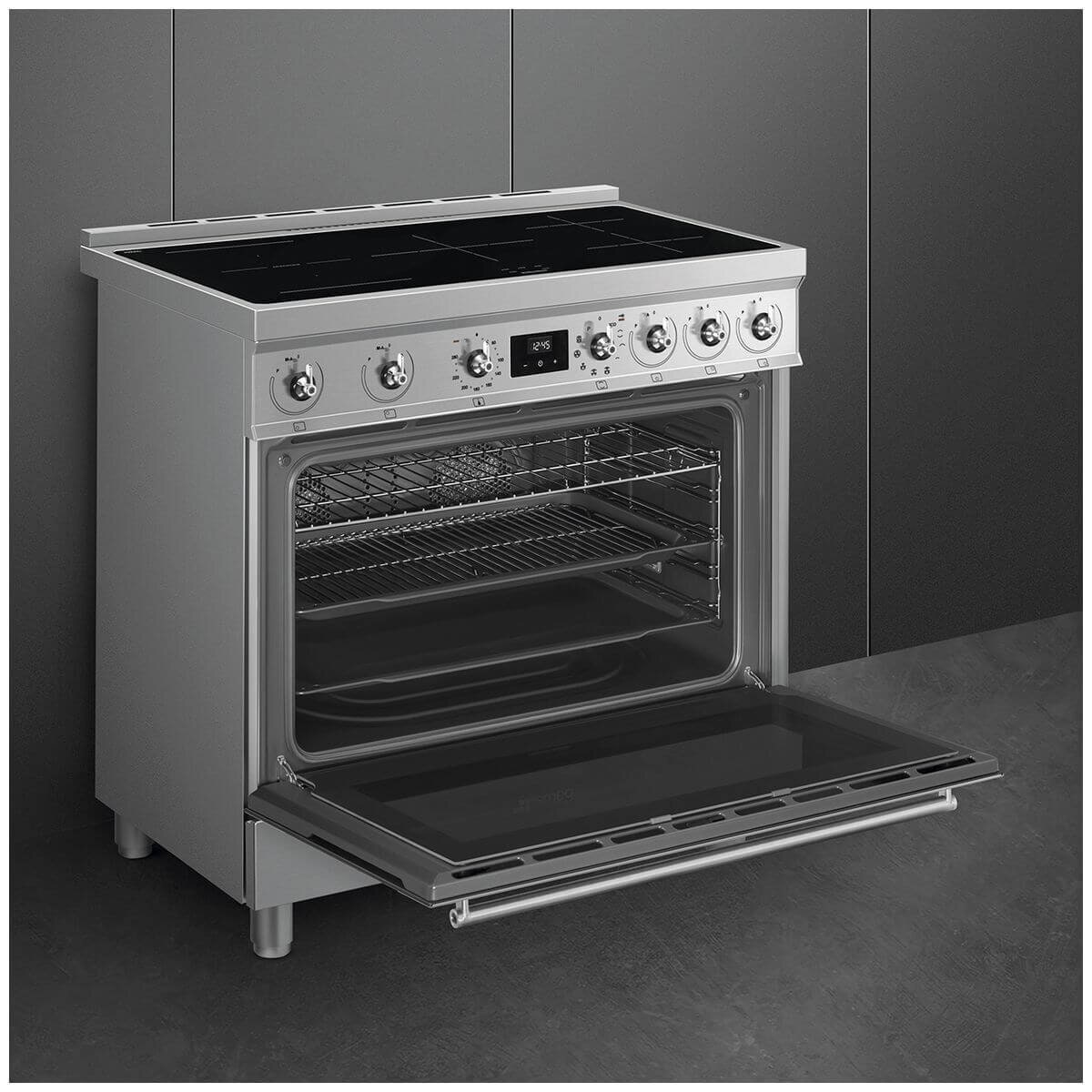 Smeg 90cm Freestanding Induction Oven - Stainless Steel, Pyrolytic Cleaning, Air Fry - C9IPX2