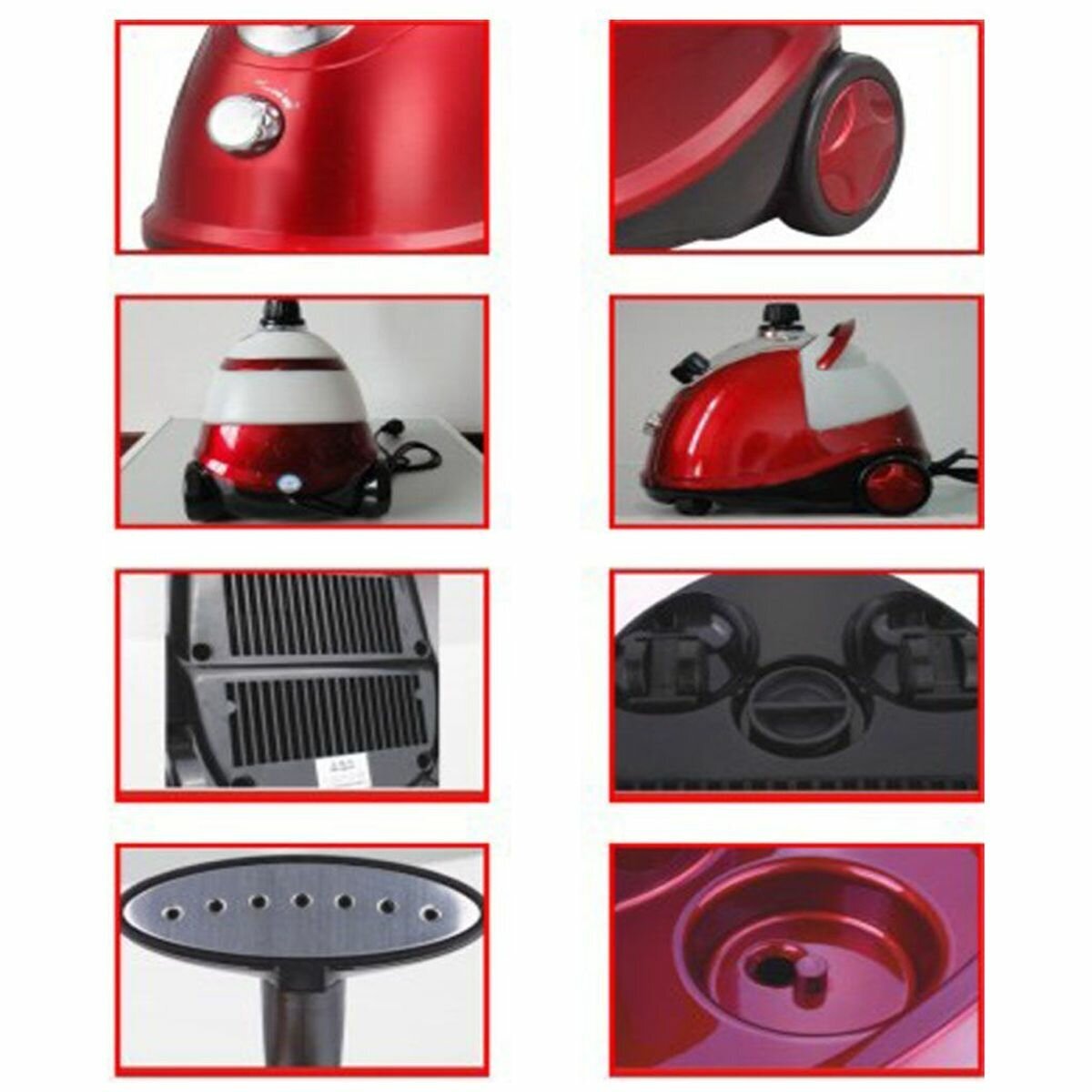 SOGA garment steamer - rotary on and off switch, thermostat and thermal fuse protection, red - GARMENTROUNDRED