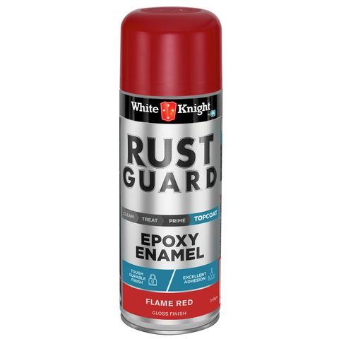 White Knight Rust Guard 310g Flame Red Gloss Epoxy Enamel Spray Paint