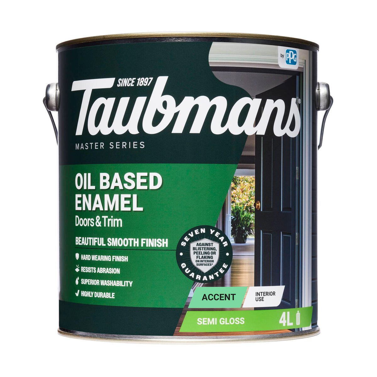 Taubmans 4L Accent Semi Gloss Oil Based Enamel Paint Splatter Resistant