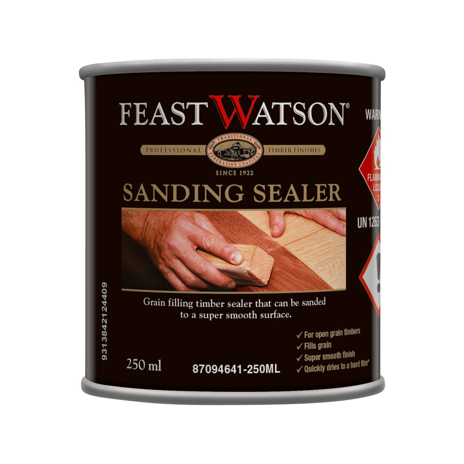 Feast Watson Sanding Sealer 250ml Clear Oil-Based Interior Timber Grain Filler
