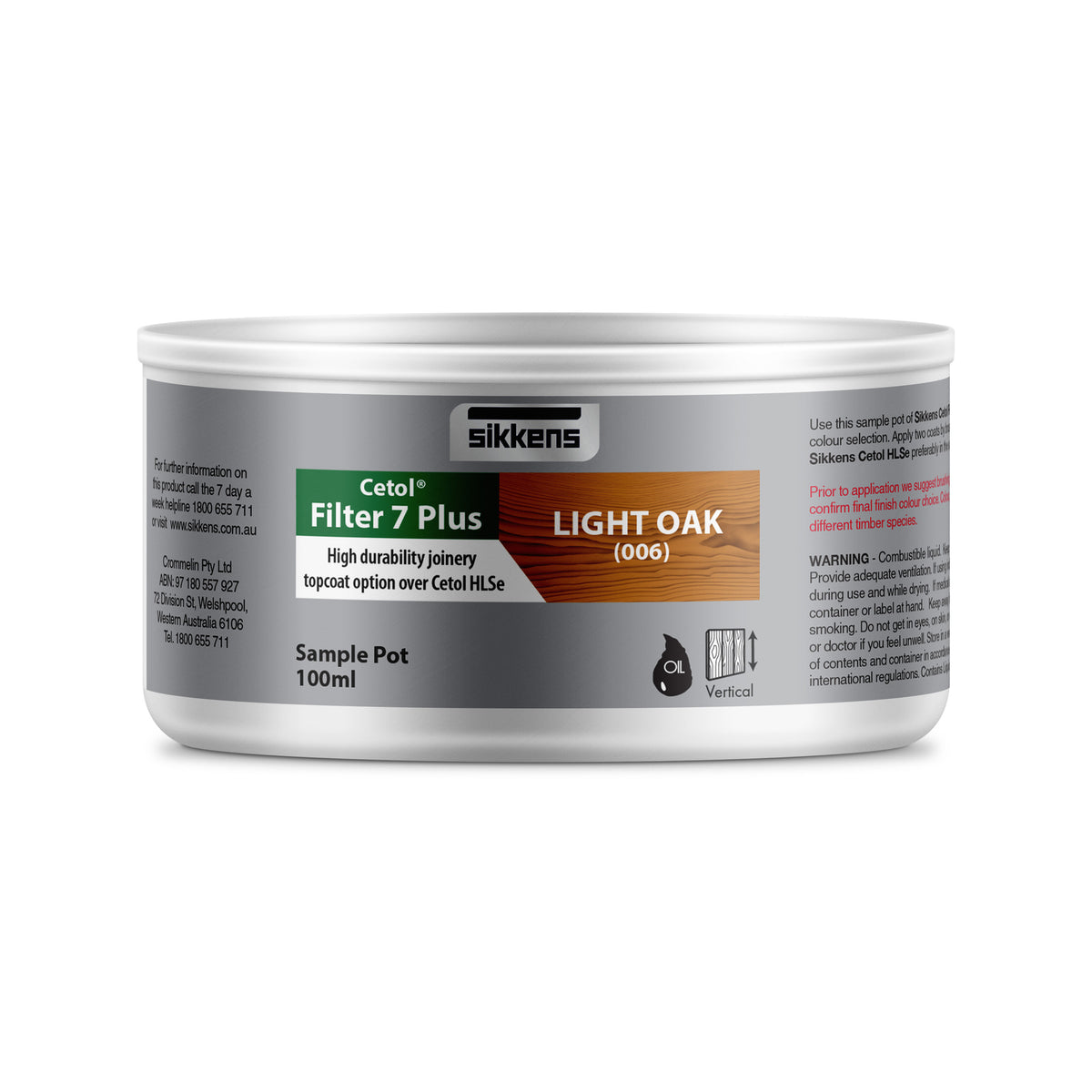 Sikkens 100ml Light Oak Cetol Filter 7 Plus Exterior Timber Stain Oil Based Satin