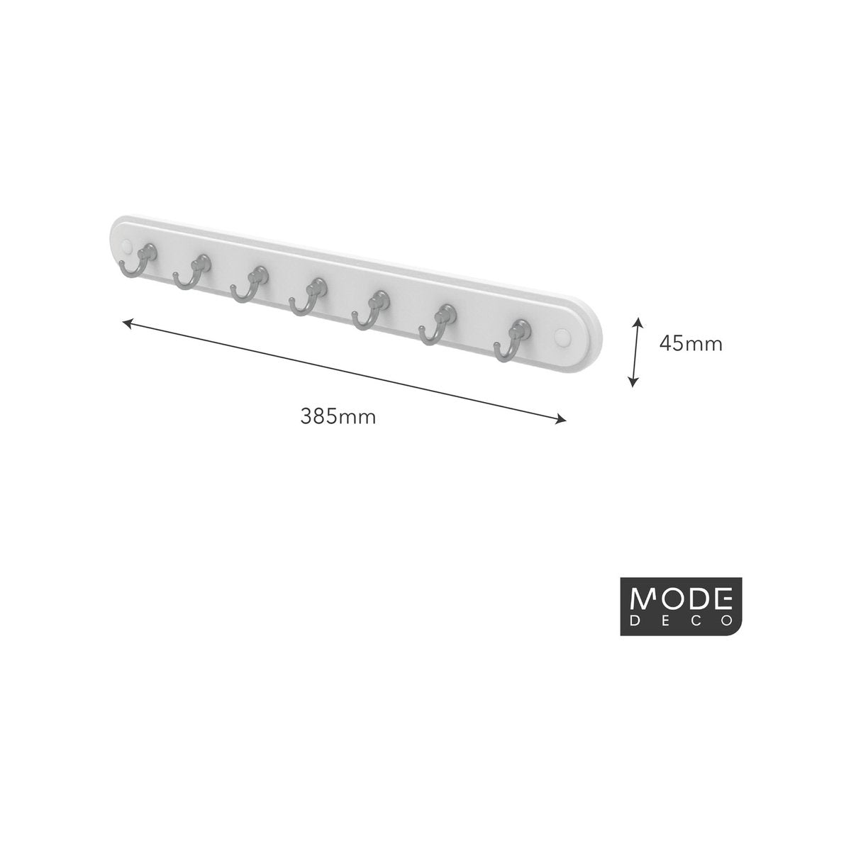 Mode Perma White Key Rack 7 Chrome Hooks