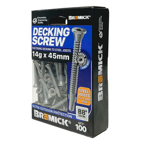 Bremick 14g x 45mm B8 Wing Truss Head T25 Decking Screw - 100 Pack