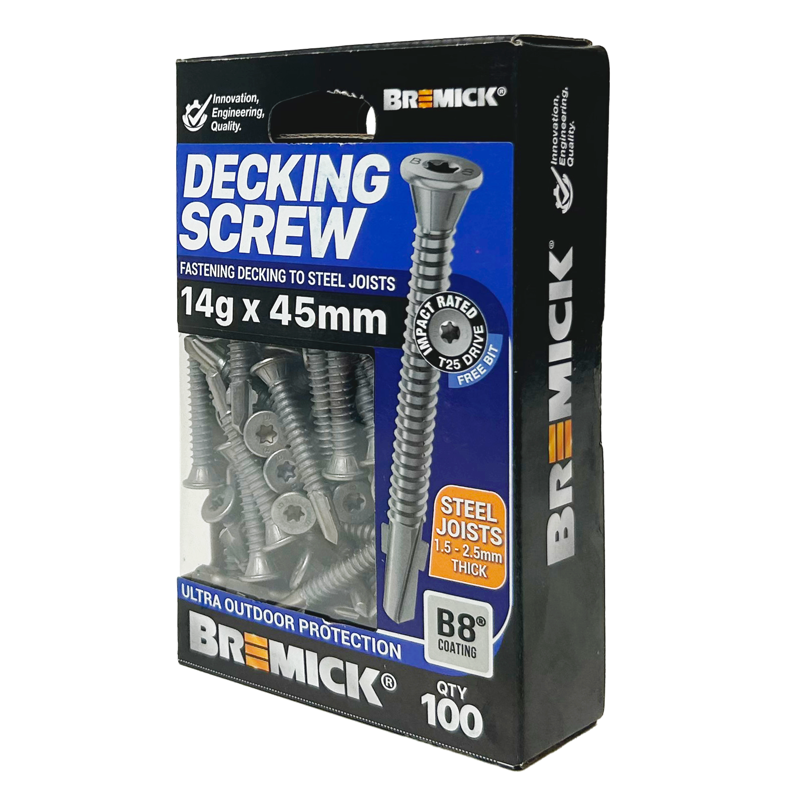 Bremick 14g x 45mm B8 Wing Truss Head T25 Decking Screw - 100 Pack
