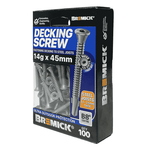 Bremick 14g x 45mm B8 Wing Truss Head T25 Decking Screw - 100 Pack