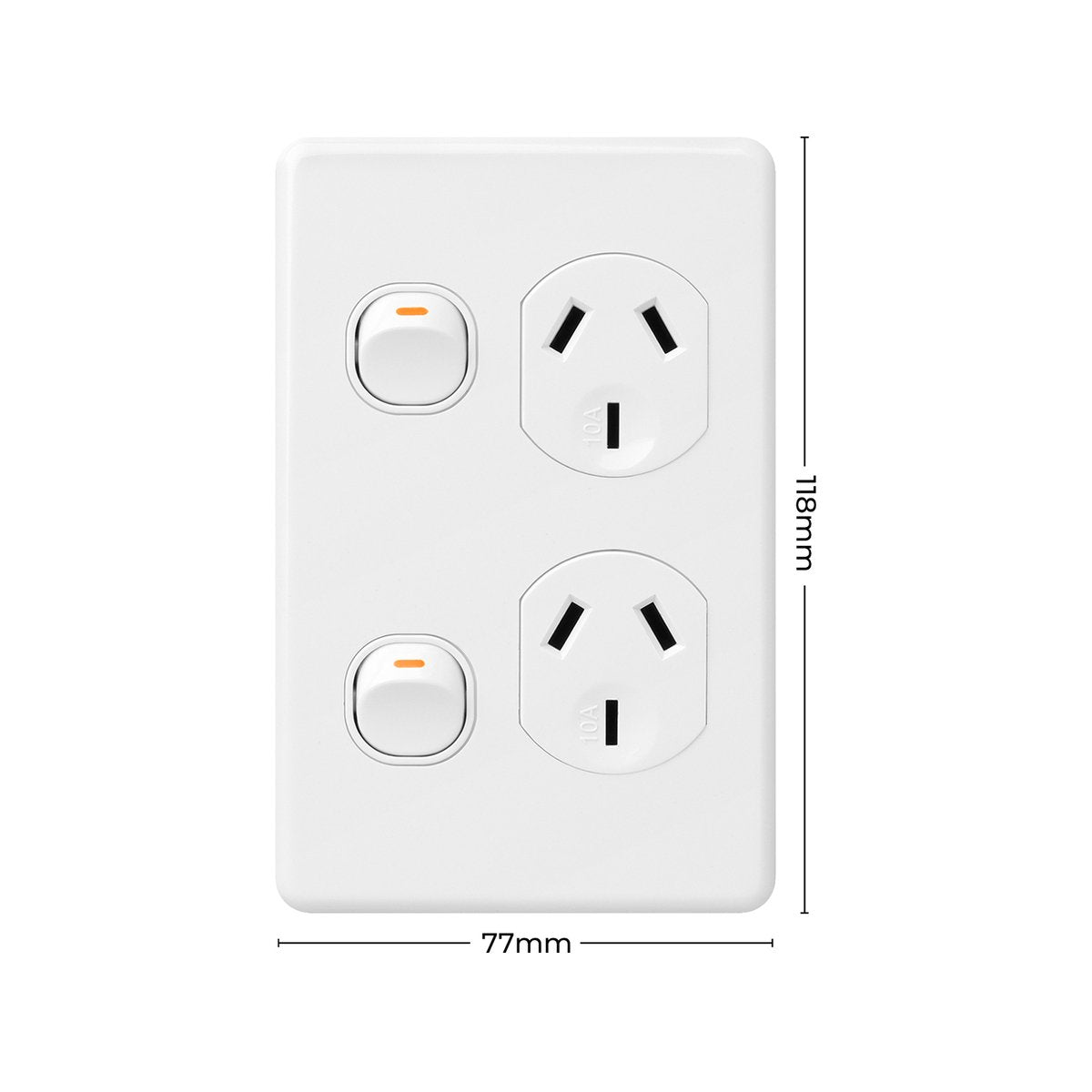 DETA X6 Double Vertical Power Point White Polycarbonate 10A 250V