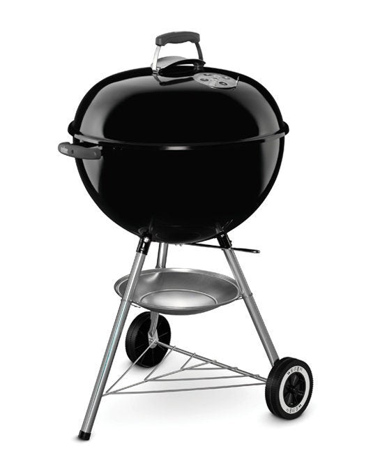 Weber Original Kettle 57cm Charcoal BBQ - Black - Lid Thermometer - Transport Wheels - K1341524