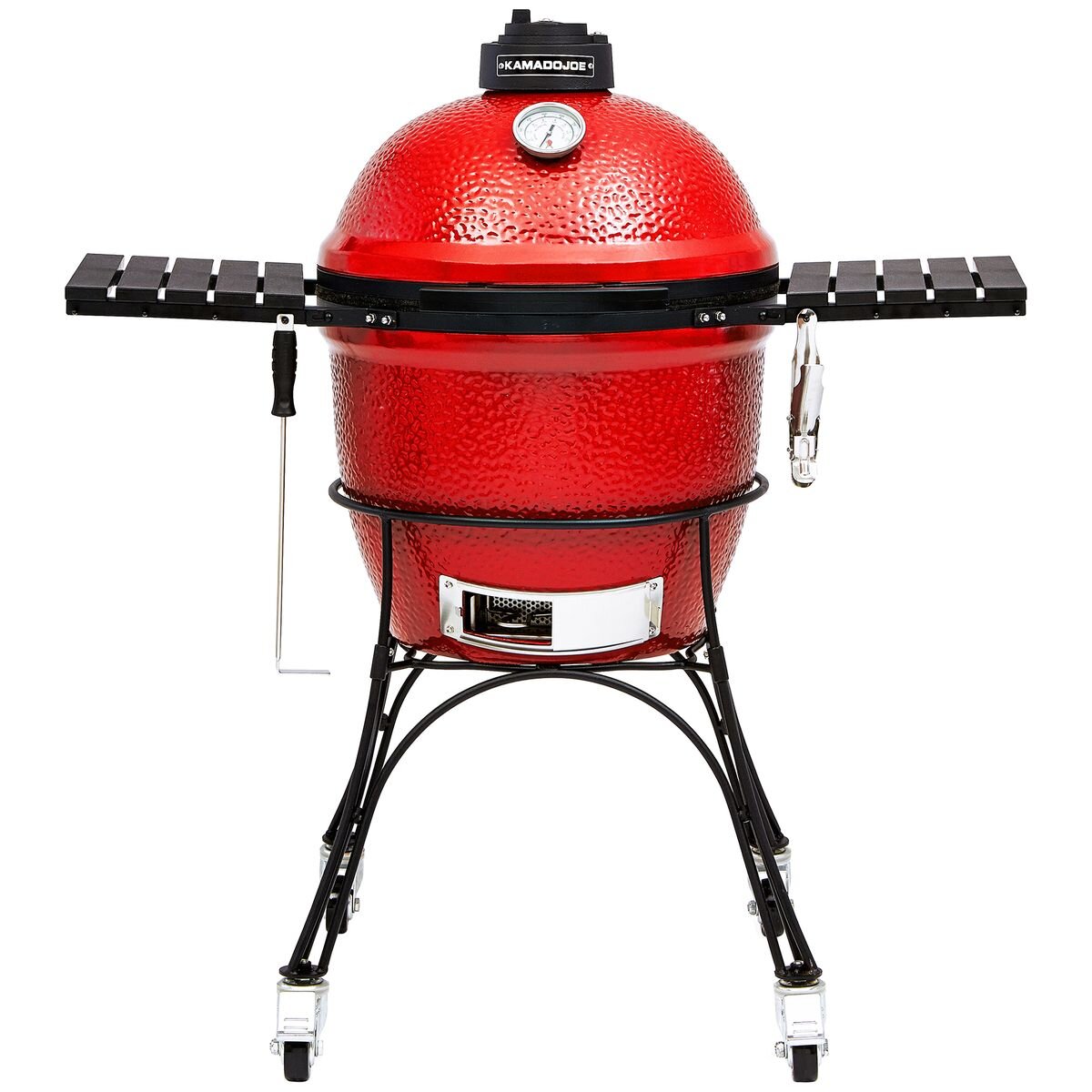 Kamado Joe Classic I Ceramic Grill - Red, Two-Tier Cooking, Cart with Locking Wheels - KJ23RH