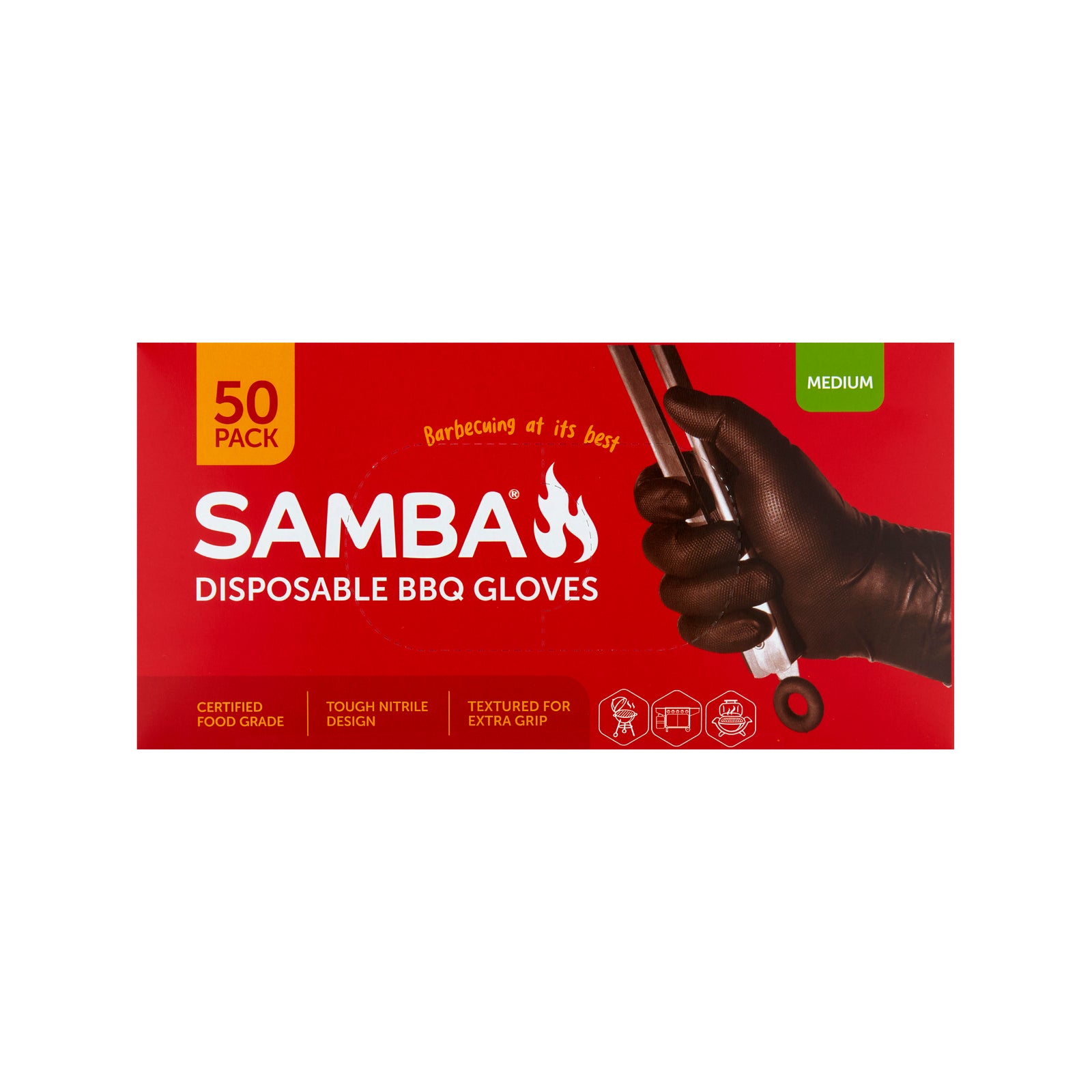 Samba Medium Disposable BBQ Gloves Nitrile 50 Pack