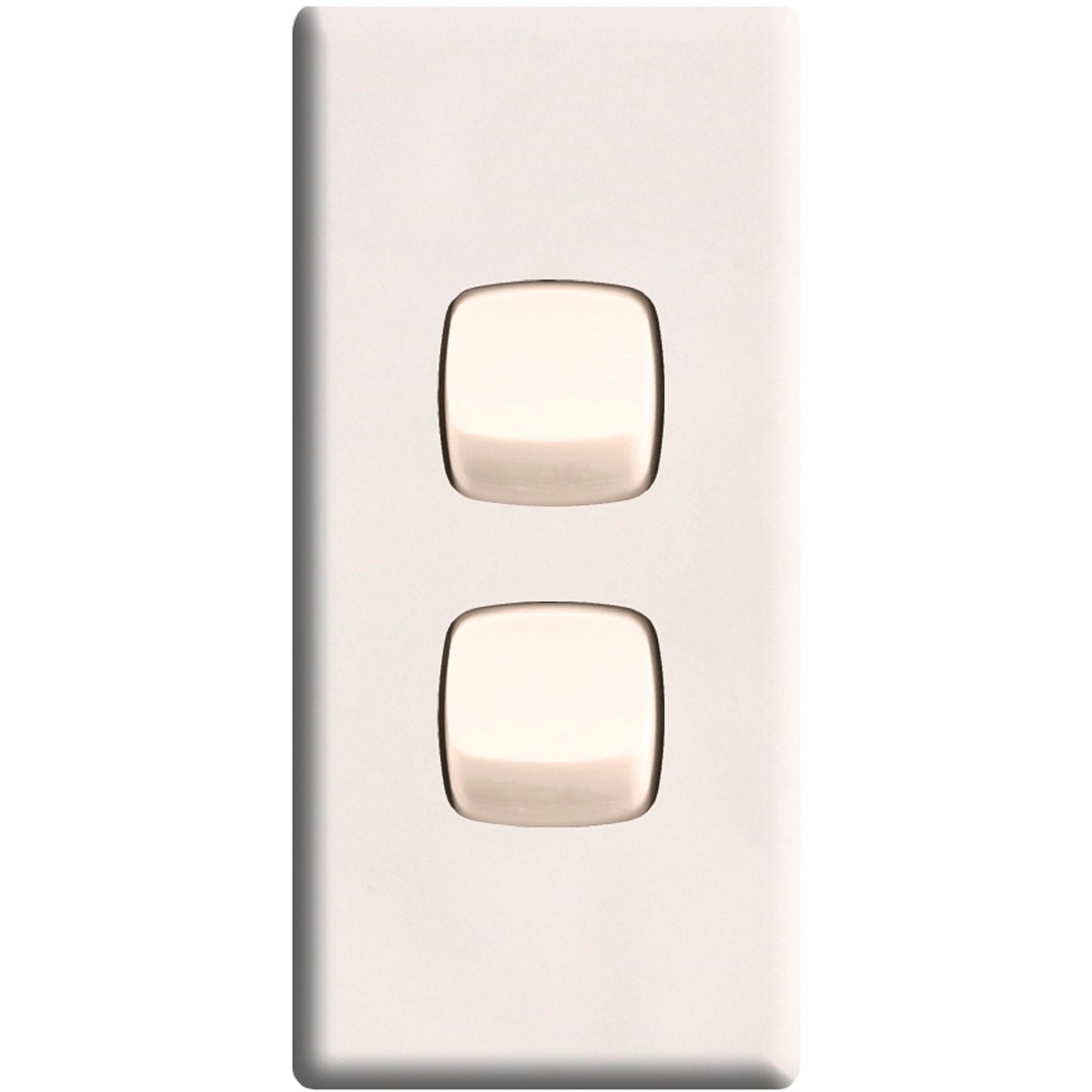 HPM Linea 2 Gang Architrave Switch, Gloss White, 240V, 10A, Slim ABS Indoor, CDLNA770/2WEWE