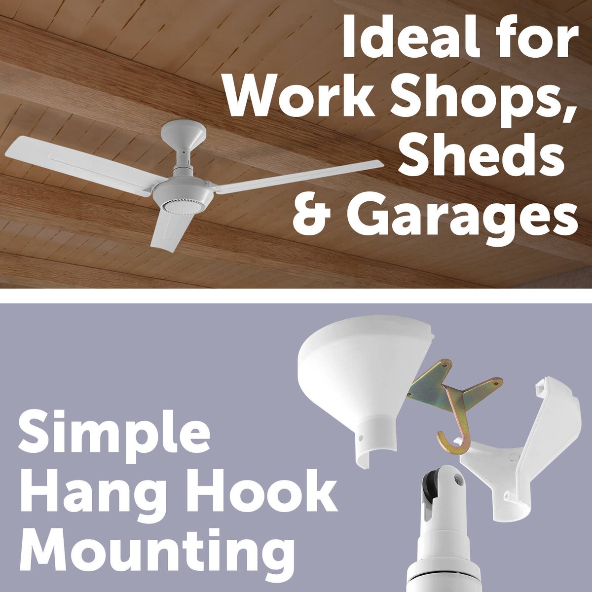 Arlec 1200mm White 3 Blade Indoor Ceiling Fan CSF120C