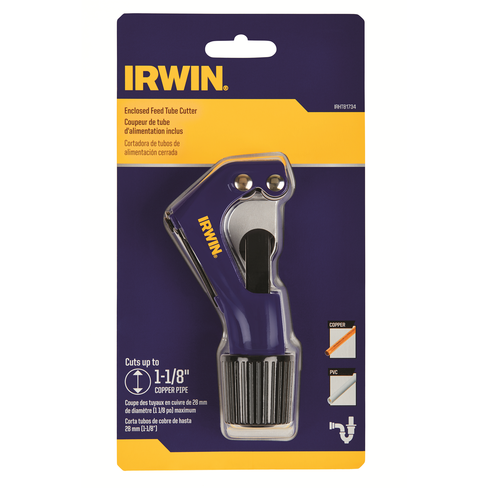 Irwin Enclosed Feed Tube Cutter 28mm Copper Brass PVC