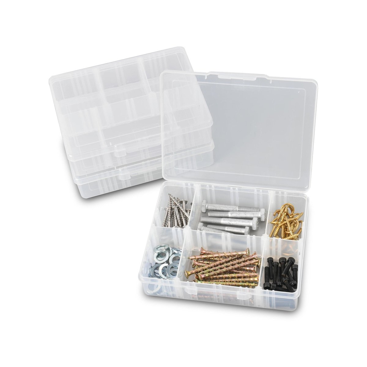 Craftright 6 Compartment Storage Organiser Box Clear Polypropylene