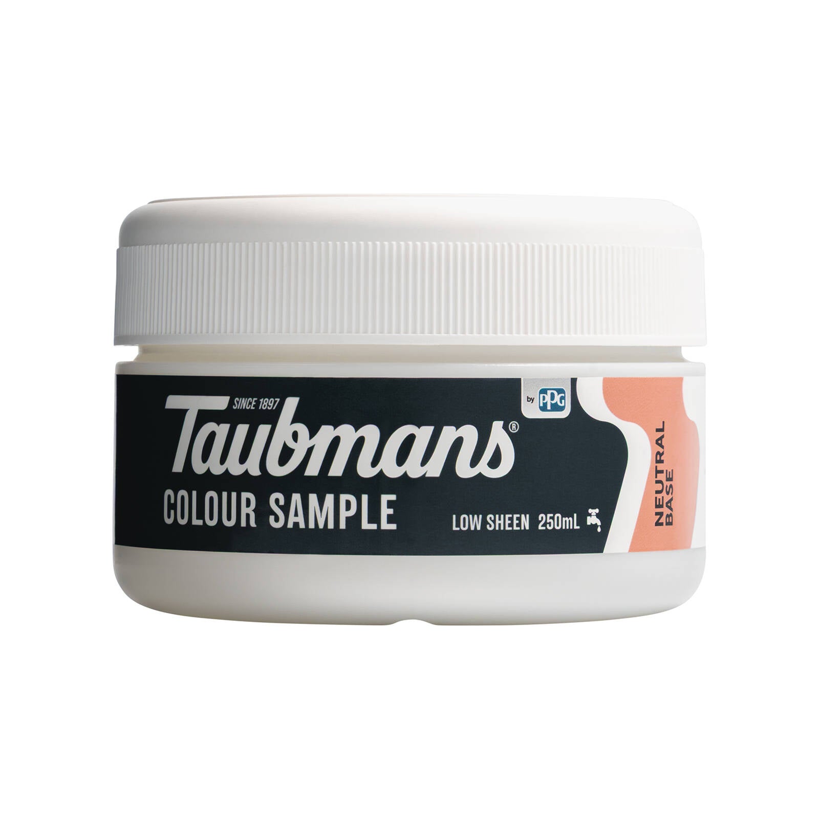 Taubmans Neutral 250ml Sample Pot, Water Based Acrylic, Splatter Resistant Tintable
