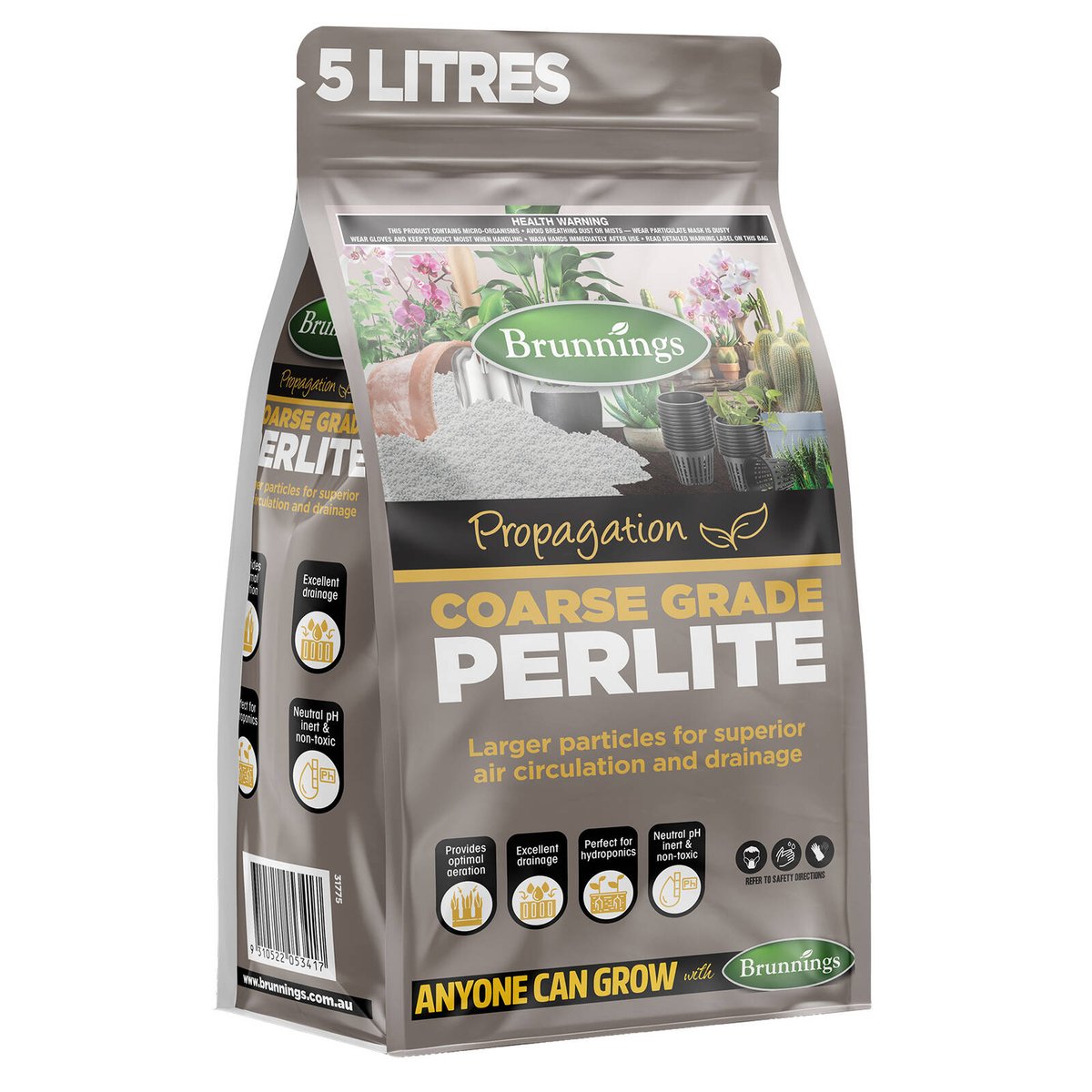Brunnings 5L Coarse Grade Perlite Natural Volcanic Propagation Medium