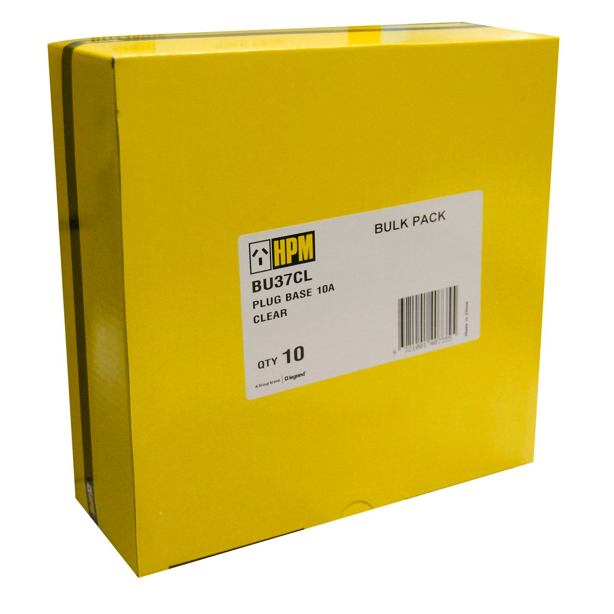 HPM 10A 240V Clear Plug Base Rear Entry - 10 Pack BU37CL
