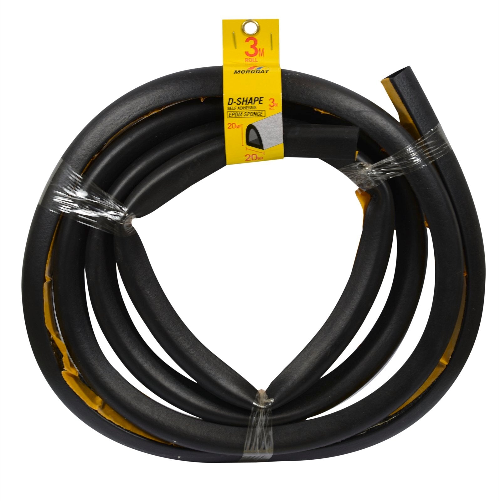 Moroday D-Shape Sponge Rubber Seal, 20mm x 3m EPDM, Black