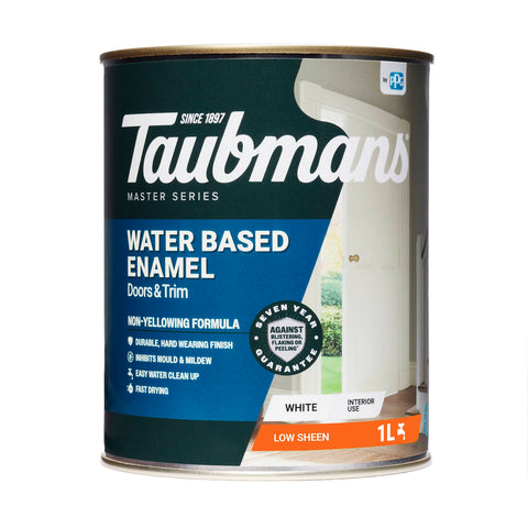 Taubmans 1L White Low Sheen Water Based Enamel Paint Interior Trim Doors