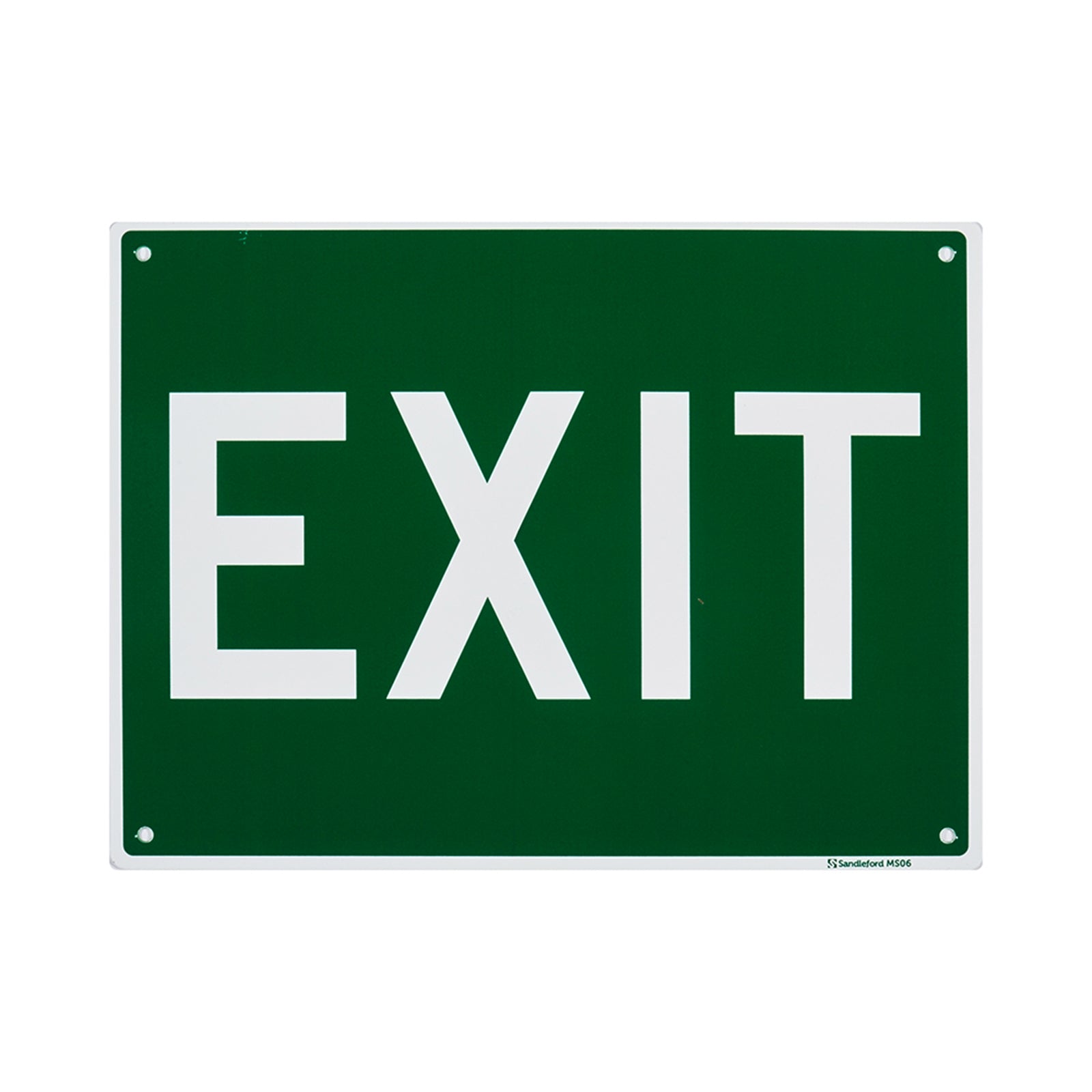 Sandleford 300 x 200mm Exit Polypropylene Sign - Green/White Weather Resistant