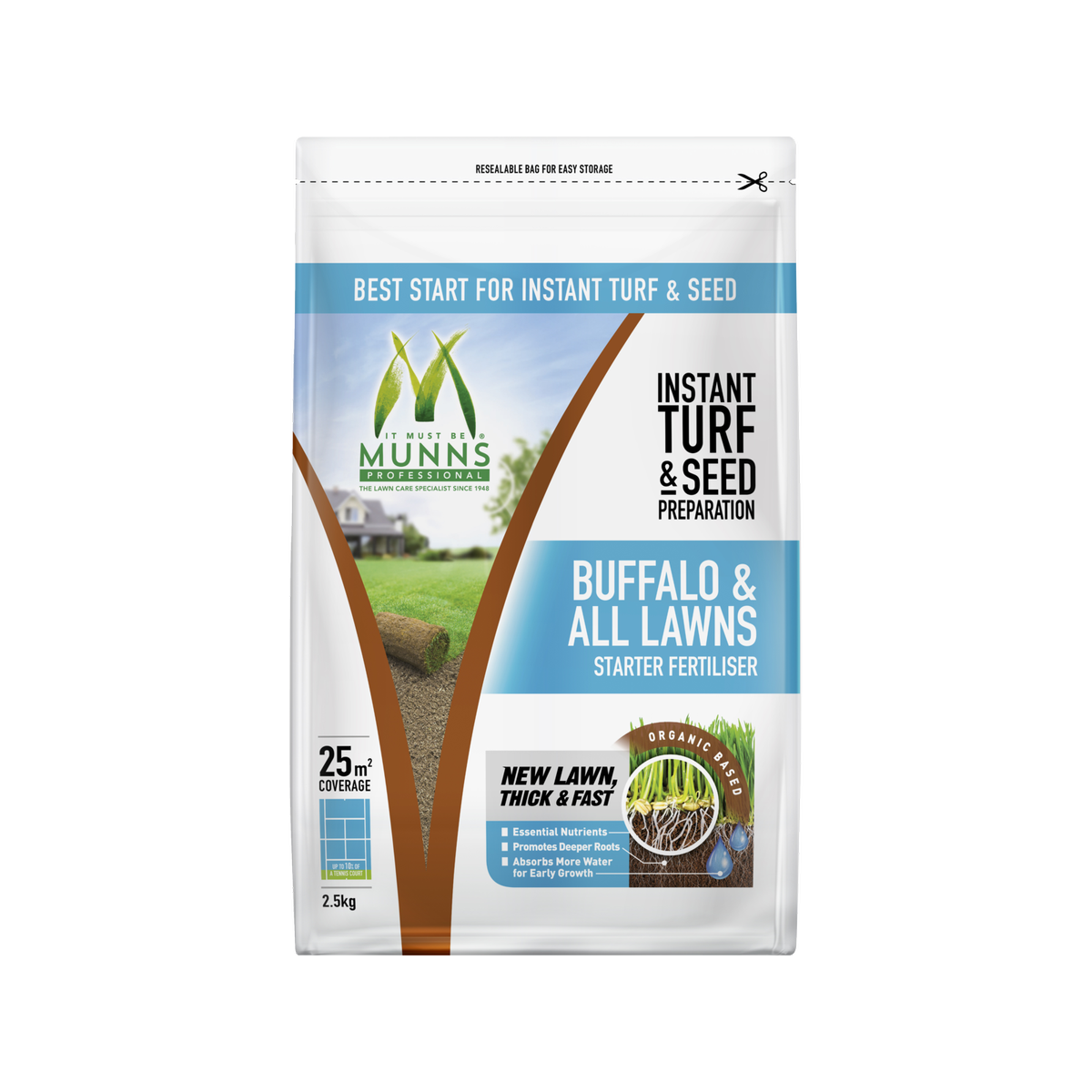 Munns Professional 2.5kg Instant Turf and Seed Starter Granular Fertiliser