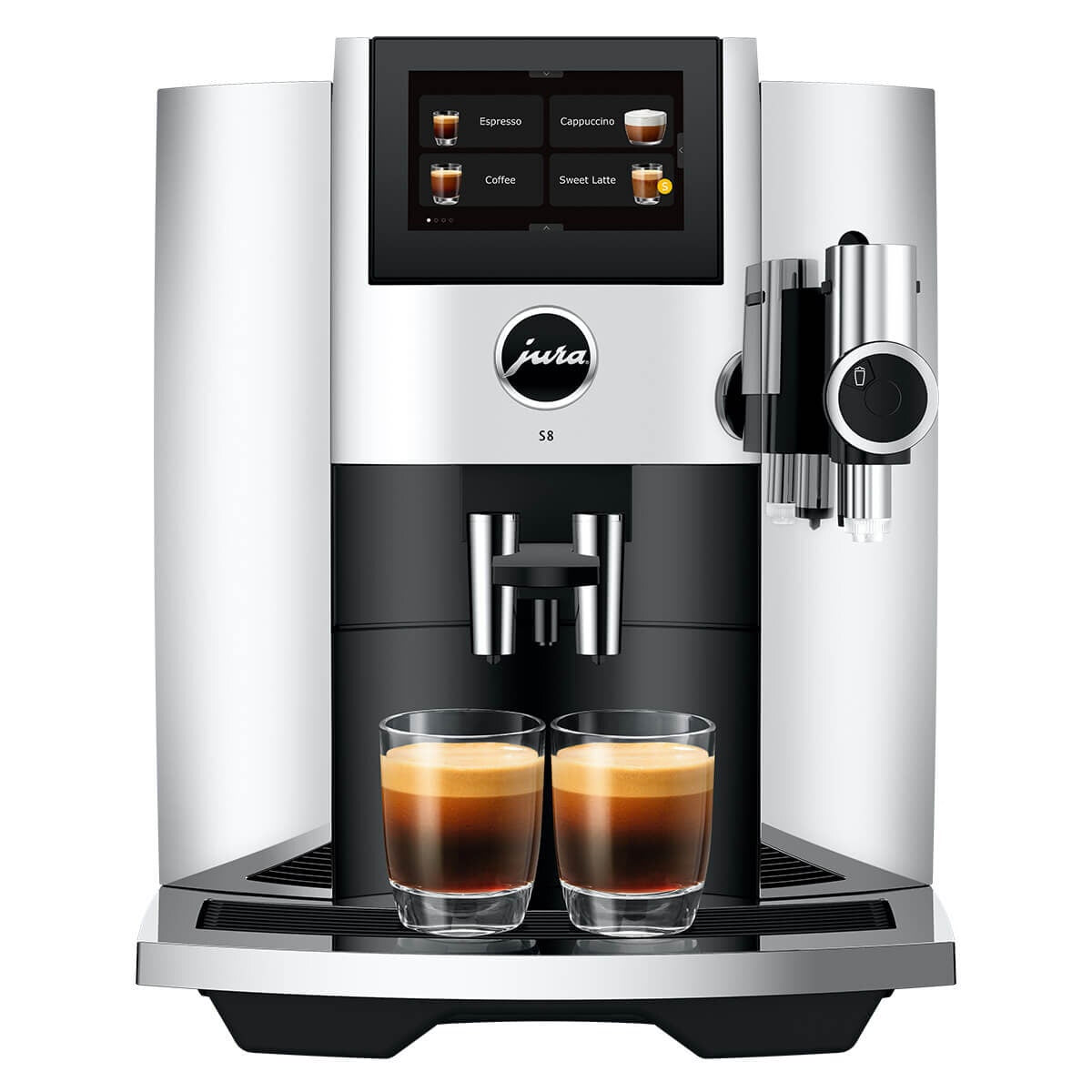 Jura S8 Automatic Coffee Machine - 27 Coffee Specialities, Sweet Foam, Chrome - 15651
