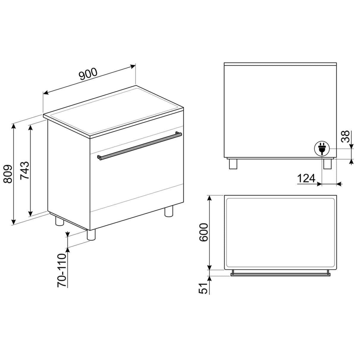 Smeg 90cm Freestanding Induction Oven - Stainless Steel, Pyrolytic Cleaning, Air Fry - C9IPX2