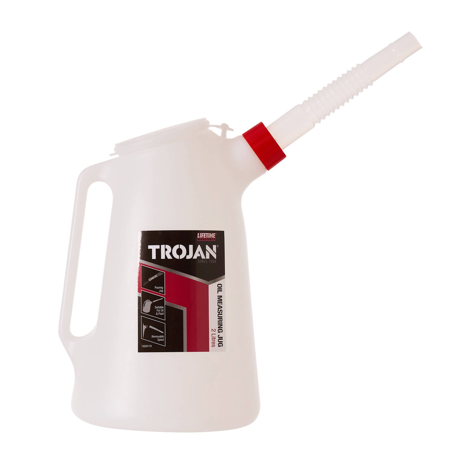 Trojan 2L Transparent Oil Measuring Jug with Spout