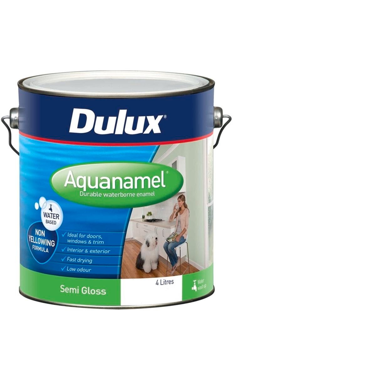 Dulux Aquanamel 4L Extra Bright Base Semi Gloss Enamel Paint - Water-Based, Indoor & Outdoor