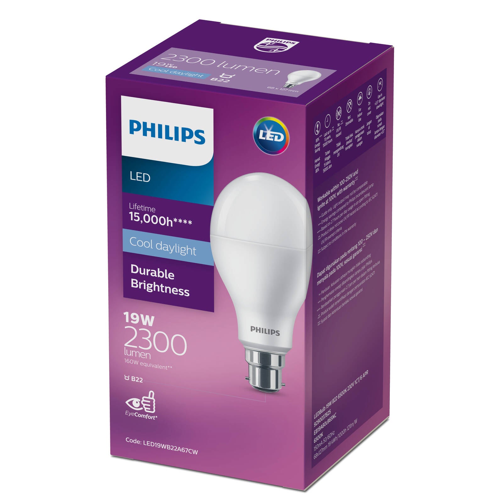 Philips A67 B22 LED Globe 19W 2300lm Cool Daylight Megabright 929003782549