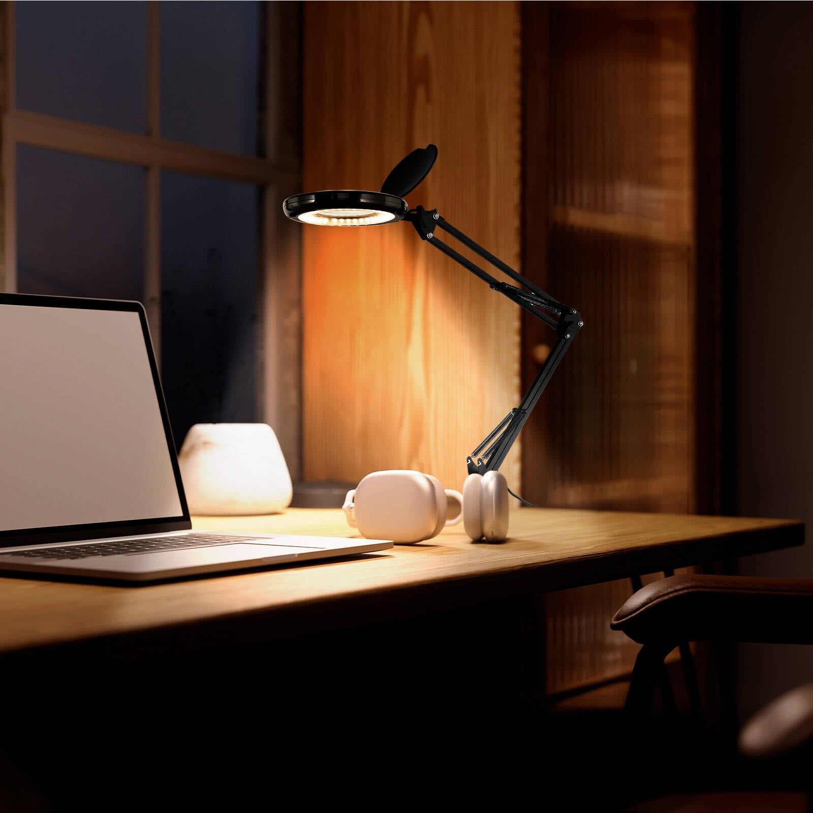Brilliant Lighting 78cm Black Spy Adjustable Magnifying LED Clamp Lamp 6W